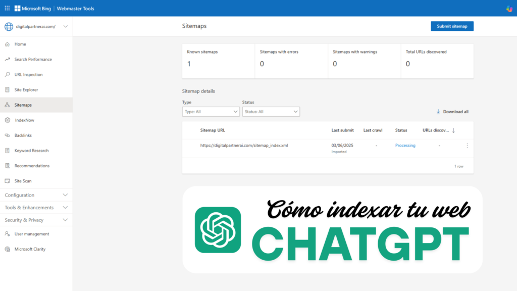 Cómo indexar tu web en ChatGPT y Bing
