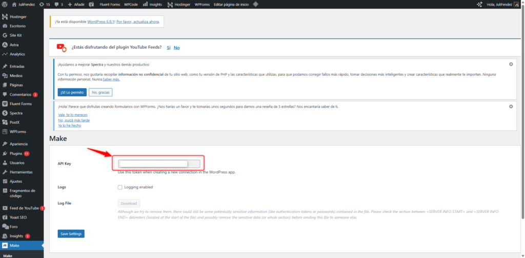 API Key Make en WordPress
