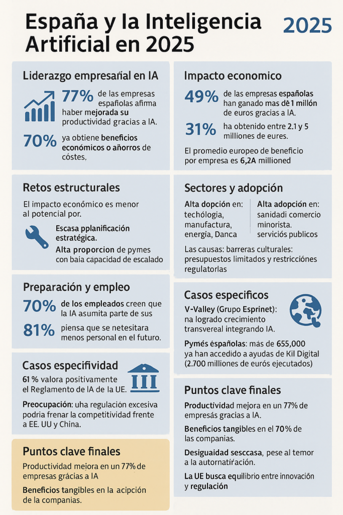 Infografía cobre la anteligencia artificial en España creada por la propia IA